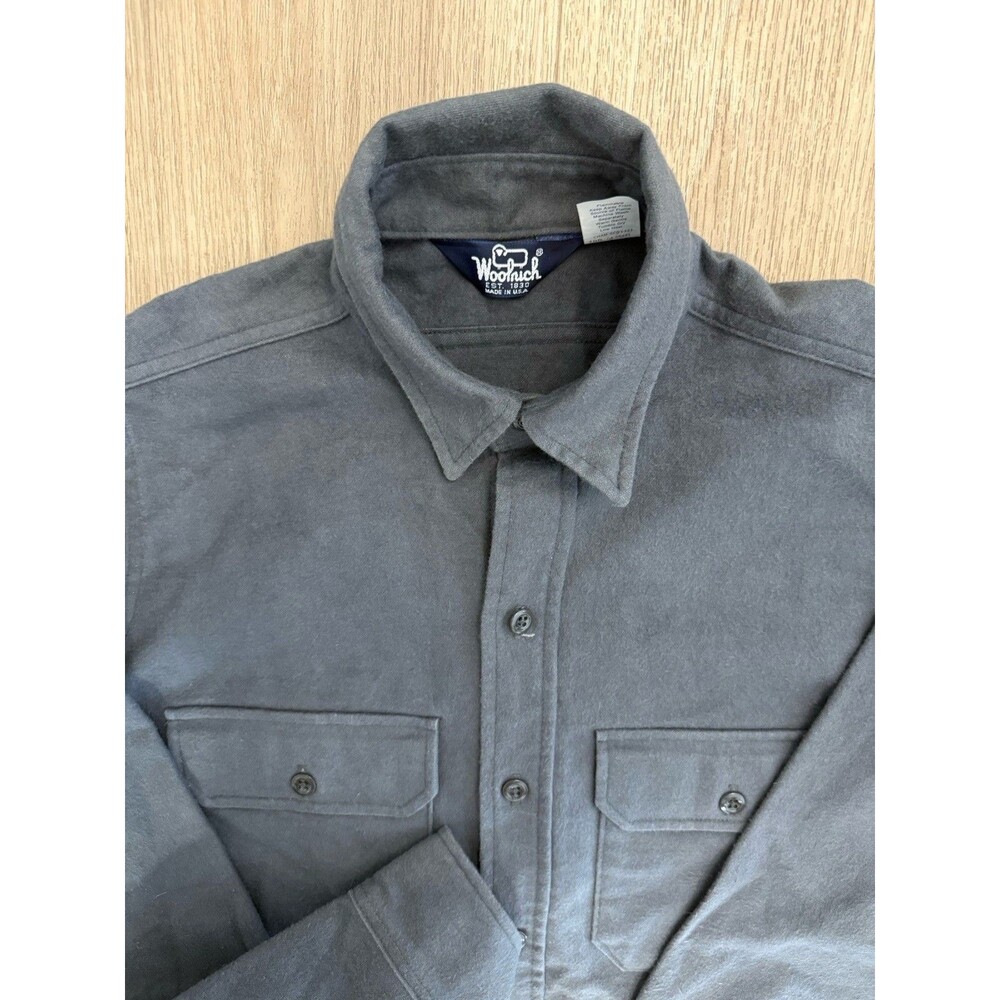 Vintage Medium Tall Woolrich Chamois Shirt Grey 80s Cotton Shirt Jacket USA